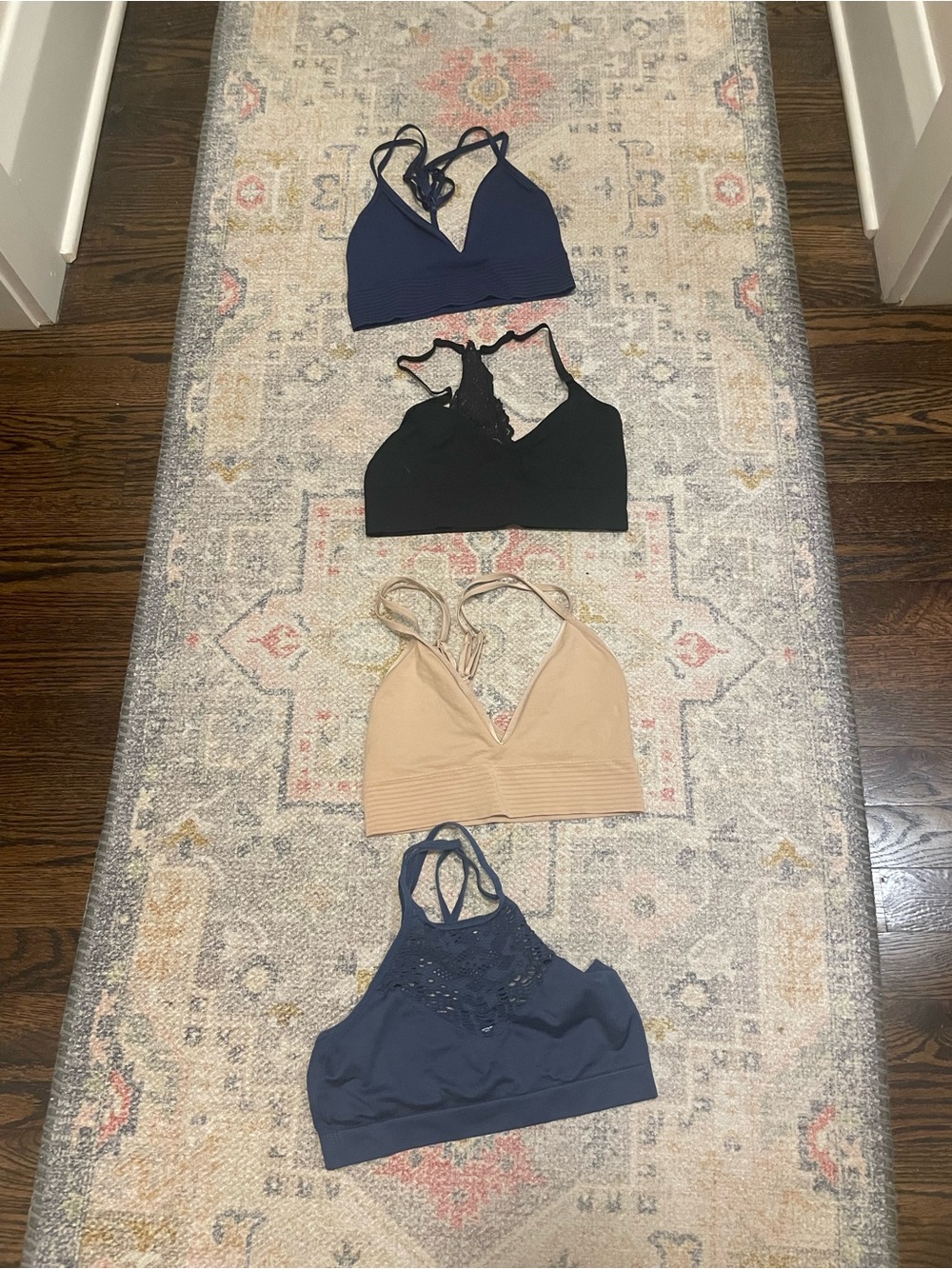 4-Pack Bralette Set - Navy, Black, Nude, Deep Blue